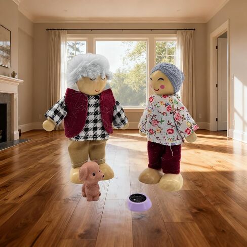 12 قطعة عائلة دمى خشبية مع Dog Cat Mini People Figures Dollhouse Dolls Doll Doll Family Play Play Accessories for Prayend Dollhouse (Style 3) in Kuwait