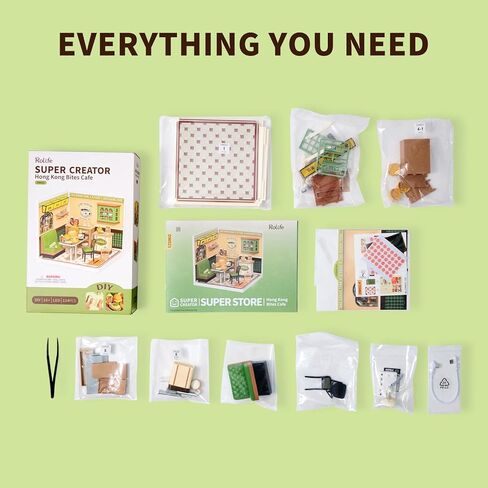 Rolife Super Creator DIY Miniature Plastic House Building Setet مع LED ، مناسبة لأرقام مصغرة ألعاب البناء Diorama مجموعة هدايا للمراهقين البالغين (Panda Hot Pot) in Kuwait