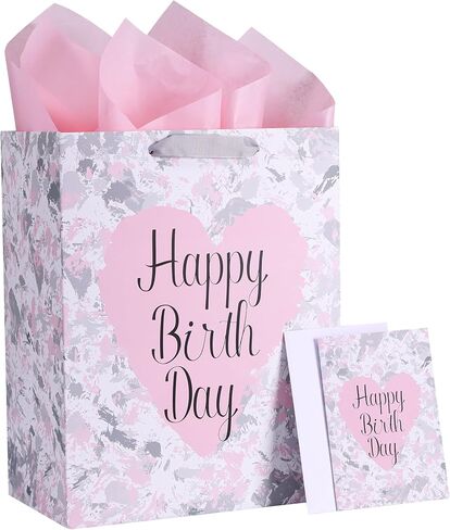 13" Large Birthday Gift Bags with Tissue Paper and Card(Flowers) in Kuwait