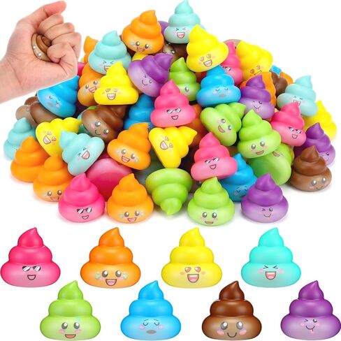 Leyndo 100 PCS Multicolor أصلي أنبوب كرة الإجهاد التمدد ألعاب Poop Toys Poo for Halloween Party Favors نكتة صعبة القلق ديكور في جوائز هدية عيد ميلاد مضحك in Kuwait