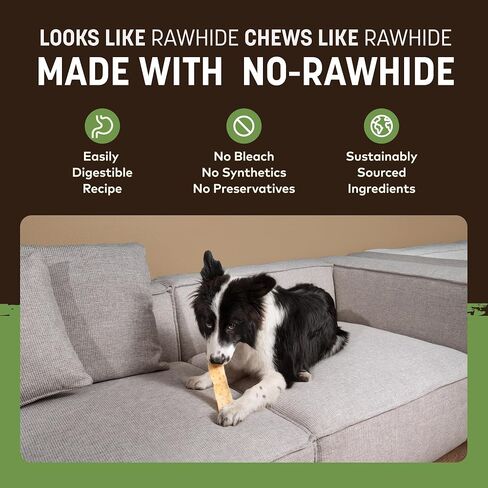 Earth Animal No-Hide Strips Beef Recipe Natural Rawhide Alternative Dog Chew Treat - 10 Count Value Pack in Saudi Arabia