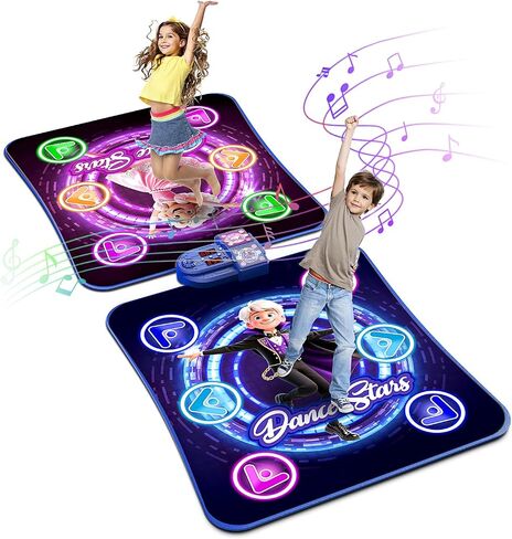 Dance Mat Toys for 3-12 Year Old Kids, Kids Dance Mat with Light-up 12-Button Bluetooth & 6 Modes, 2 Player Electronic Dance Pad Toys, Birthday Xmas Gifts for 3 4 5 6 7 8 9 10+ Year Old Girls Boys in Saudi Arabia