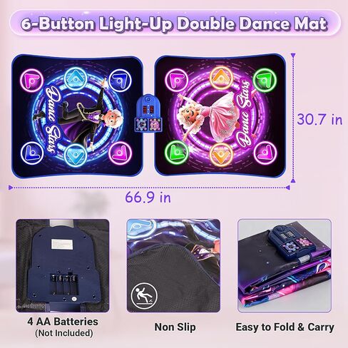 Dance Mat Toys for 3-12 Year Old Kids, Kids Dance Mat with Light-up 12-Button Bluetooth & 6 Modes, 2 Player Electronic Dance Pad Toys, Birthday Xmas Gifts for 3 4 5 6 7 8 9 10+ Year Old Girls Boys in Saudi Arabia