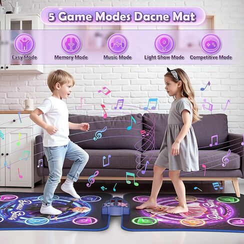 Dance Mat Toys for 3-12 Year Old Kids, Kids Dance Mat with Light-up 12-Button Bluetooth & 6 Modes, 2 Player Electronic Dance Pad Toys, Birthday Xmas Gifts for 3 4 5 6 7 8 9 10+ Year Old Girls Boys in Saudi Arabia