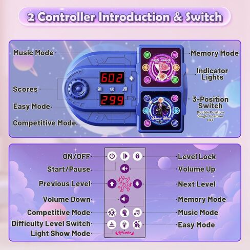 Dance Mat Toys for 3-12 Year Old Kids, Kids Dance Mat with Light-up 12-Button Bluetooth & 6 Modes, 2 Player Electronic Dance Pad Toys, Birthday Xmas Gifts for 3 4 5 6 7 8 9 10+ Year Old Girls Boys in Saudi Arabia