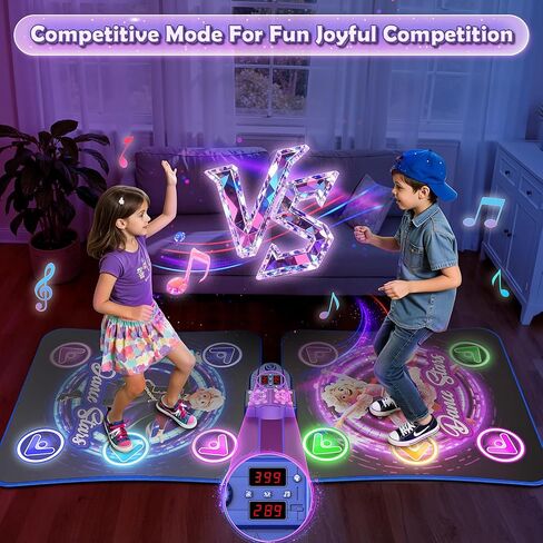 Dance Mat Toys for 3-12 Year Old Kids, Kids Dance Mat with Light-up 12-Button Bluetooth & 6 Modes, 2 Player Electronic Dance Pad Toys, Birthday Xmas Gifts for 3 4 5 6 7 8 9 10+ Year Old Girls Boys in Saudi Arabia