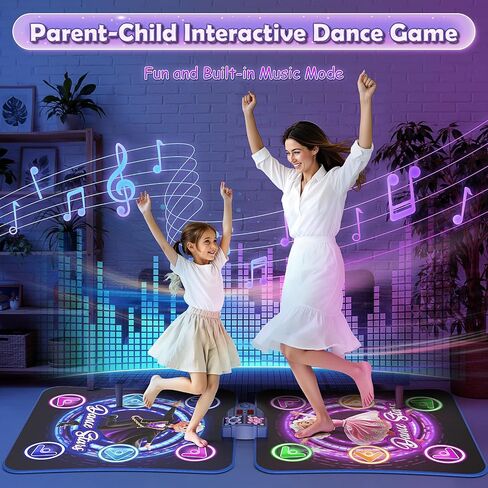 Dance Mat Toys for 3-12 Year Old Kids, Kids Dance Mat with Light-up 12-Button Bluetooth & 6 Modes, 2 Player Electronic Dance Pad Toys, Birthday Xmas Gifts for 3 4 5 6 7 8 9 10+ Year Old Girls Boys in Saudi Arabia