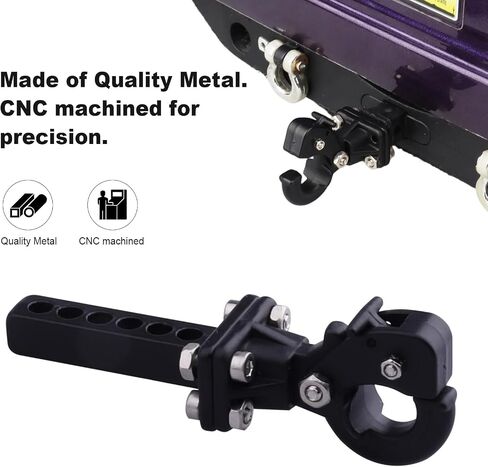 Hobbypark Metal Scale Trailer Hitch Tow Hook Drop Hitch Receiver for 1/10 RC Crawler Traxxas TRX4 Axial SCX10 Rear Bumper Parts (Black) in Kuwait