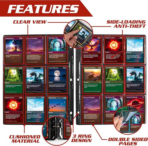 Monster 9 Pocket Trading Card Album with 20 Theft Deterrent, Padded Pages for Extra Protection - Holds 360 TCGs - Compatible with Yugioh, MTG, Magic The Gathering, Pokémon & Sport Cards- Matte Black in Saudi Arabia
