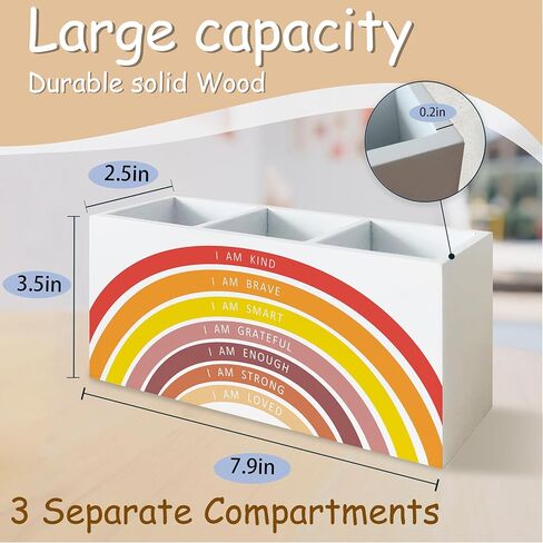 Boho Rainbow Ebordations Eversipations Pen Pency Pency For School Classroom Desk ، أنا طيب شجاع Smart Smart Inspiration Makeup Brush Holder منظم للحمام الغرور in Kuwait