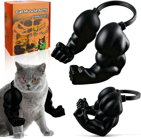 سلاح عضلات القطط المضحكة ، ذراع رقبة القط ثلاثية الأبعاد مع العضلات ، ملحق أزياء القطط في عيد الهالوين للباس الحيوانات الأليفة ، تأثيري ، حفلات وصور (أسود) in Kuwait