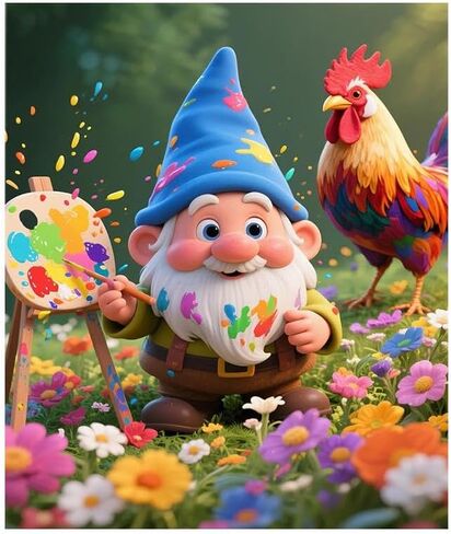 yvkew 5D Diamond Painting Cute Gnome Stress Relief Activity Gift for Friends and Family Modern Visual Composition Beginner-Friendly Operation Colorful Garden Gnome on Beach 12x16 inch in Saudi Arabia