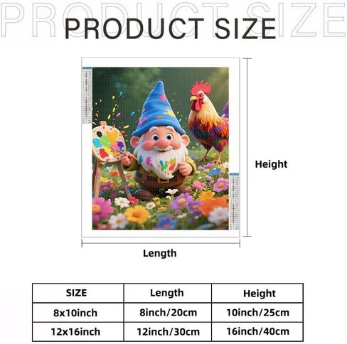 yvkew 5D Diamond Painting Cute Gnome Stress Relief Activity Gift for Friends and Family Modern Visual Composition Beginner-Friendly Operation Colorful Garden Gnome on Beach 12x16 inch in Saudi Arabia