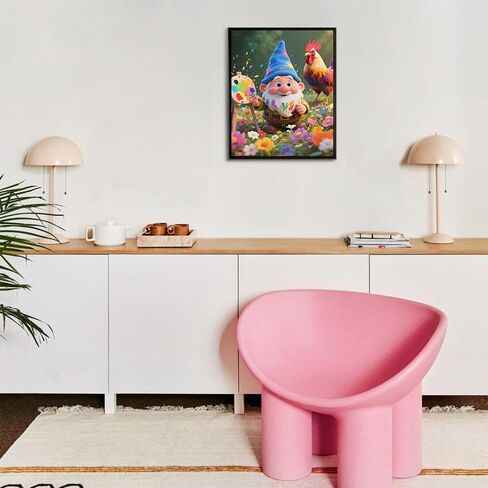 yvkew 5D Diamond Painting Cute Gnome Stress Relief Activity Gift for Friends and Family Modern Visual Composition Beginner-Friendly Operation Colorful Garden Gnome on Beach 12x16 inch in Saudi Arabia