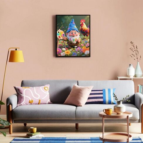yvkew 5D Diamond Painting Cute Gnome Stress Relief Activity Gift for Friends and Family Modern Visual Composition Beginner-Friendly Operation Colorful Garden Gnome on Beach 12x16 inch in Saudi Arabia