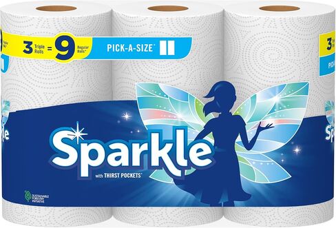 سباركل® مناشف ورقية من بيك ايه سايز®، 3 بكرات ثلاثية = 9 لفات عادية in Kuwait