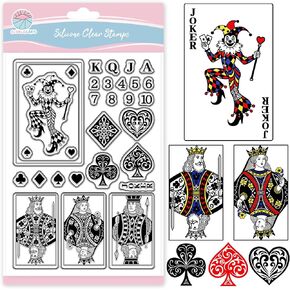 GLOBLELAND Poker Silicone Clear Stamps Transparent Stamps for Birthday Easter Valentine's Day Cards Making DIY Scrapbooking Photo Album Decoration Paper Craft in Kuwait