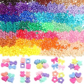Huquary 21000 Pcs Plastic Pony Beads 40 Colors Craft Beads 6 x 9 mm Bulk Hair Beads for DIY Crafting Bracelet Jewelry Making Projects in Kuwait