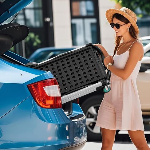 8-in-1 Max 200LBS Collapsible Shopping Cart on Wheels with 2 Storage Crates, Portable Foldable Shopping Cart with Foot Brake for Picnic, Supermarket, Office, Yellow-2025 Upgraded in Kuwait