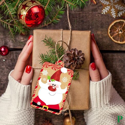 عدد 60 بطاقة اسم عيد الميلاد مع سلسلة غير مربوطة للهدايا (15 تصميمًا لامعًا ورقائق معدنية متنوعة ومطبوعة لتغليف هدايا عيد الميلاد) in Kuwait