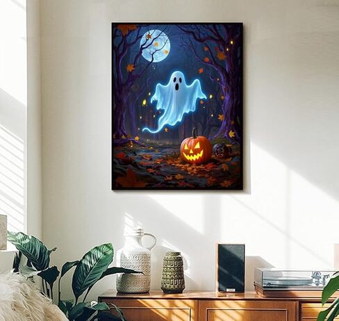ACANDYL Halloween DIY Paint by Numbers Kit for Adults Beginner Paint by Number for Adults Cat Canvas Painting by Number Pumpkin DIY Acrylic Oil Painting on Canvas Arts Craft Decoration 16x20 Inch in Saudi Arabia