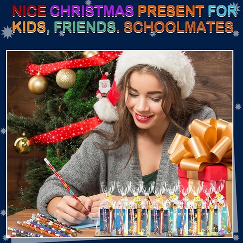 350 Pcs Christmas Stationery Party Favors Bulk Christmas Notebook Pencil Eraser Cards Ruler Treat Bags Stamp Stickers for Kids School Gift Exchange Classroom Games Prizes Events Supply (Classic) in Saudi Arabia