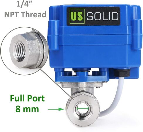 U.S. Solid Motorized Ball Valve- 1/4inches Stainless Steel Electrical Ball Valve with Full Port, 9-24V AC/DC and 3 Wire Setup by U.S. Solid in Saudi Arabia