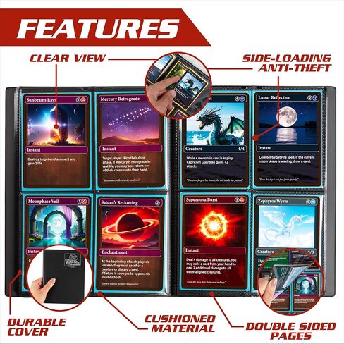 Monster Binder - ألبوم كارت تخزين 4 جيوب - أصفر مطفي (جيوب مضادة للسرقة تحمل 160 Yugi1aPokemon، بطاقات Magic the Collecthering ) in Saudi Arabia