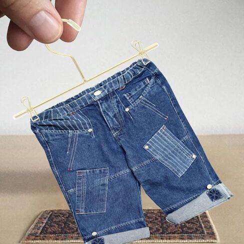 Luxshiny 5pcs شماعات ملابس الدمية المعدنية: ملحقات خزانة ملابس مصغرة لسروال الدمية والفساتين والقمصان والعرض - الذهبي in Kuwait