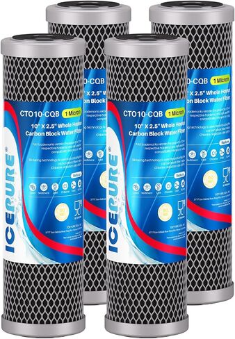 خرطوشة فلتر مياه رواسب الكربون CTO من ICEPURE 1 ميكرون 2.5 بوصة × 10 بوصة متوافقة مع DuPont WFPFC8002، WFPFC9001، SCWH-5، WHCF-WHWC، WHCF-WHWC، FXWTC، CBC-10، وحدة RO، حزمة من 3 in Kuwait