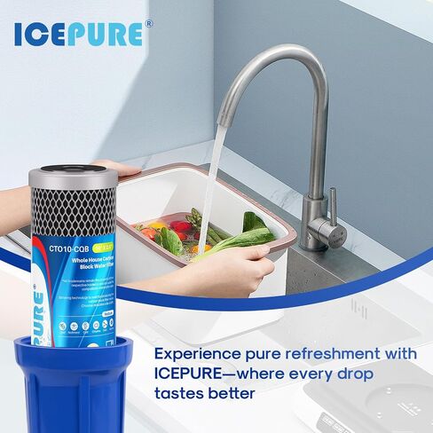 خرطوشة فلتر مياه رواسب الكربون CTO من ICEPURE 1 ميكرون 2.5 بوصة × 10 بوصة متوافقة مع DuPont WFPFC8002، WFPFC9001، SCWH-5، WHCF-WHWC، WHCF-WHWC، FXWTC، CBC-10، وحدة RO، حزمة من 3 in Kuwait