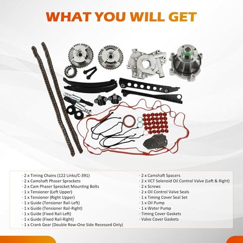 AW6233 TK242 مجموعة أدوات سلسلة التوقيت + مضخة مياه تناسب محرك 2008-2012 Accord EX/EX-L/LX/LX-P/LX-S/SE K24Z2 K24Z3 لمحرك 2010-2011 CR-V 2.4L K24Z6 استبدال OE TK242 1351620 in Kuwait