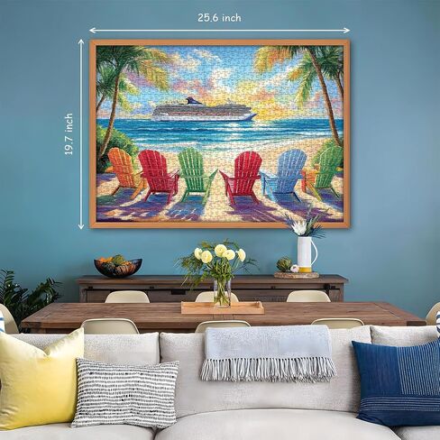 Impossible Puzzles for Adults 1000 Pieces, Colorful Ocean Wave Art Puzzle, Hard Difficult Jigsaw Puzzles Beach Painting, Gradient Rainbow Challenging Puzzles for Adults in Saudi Arabia
