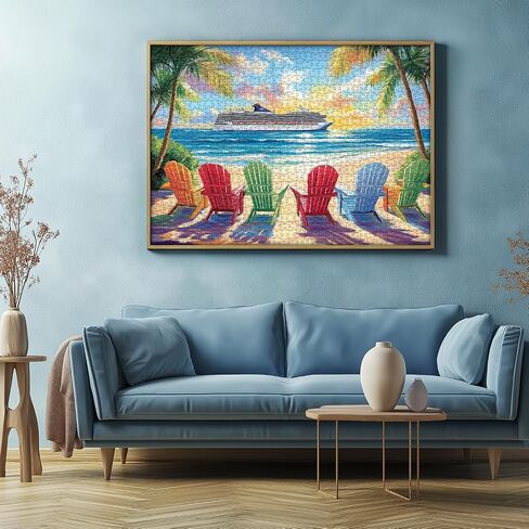Impossible Puzzles for Adults 1000 Pieces, Colorful Ocean Wave Art Puzzle, Hard Difficult Jigsaw Puzzles Beach Painting, Gradient Rainbow Challenging Puzzles for Adults in Saudi Arabia