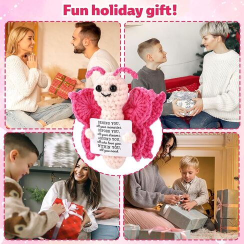 Crochet Butterfly, Handcrafted Knitted Positive Support Butterfly with Positive Message Card Funny Inspirational Doll Suitable for Family Friend (Purple) in Saudi Arabia