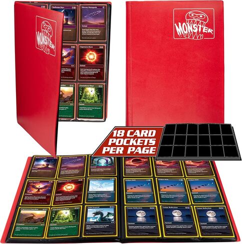 Monster 9 Pocket Trading Card Album- 20 Side Loading, Theft Deterrent, Padded Pages that Hold up to 360 cards - Compatible with Yugioh, MTG Magic The Gathering, Pokémon & Sport Cards - Matte Yellow in Saudi Arabia
