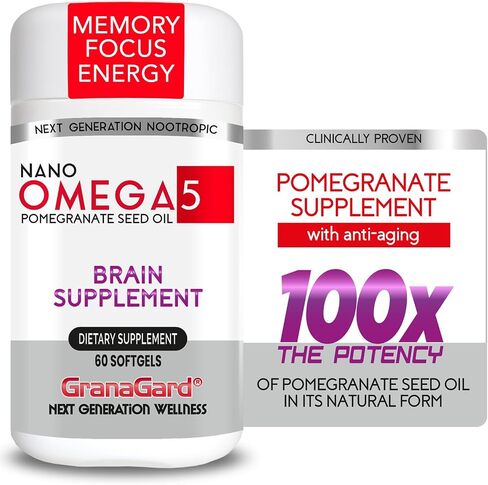 CLINICALLY Proven (2-Month Supply) Brain Supplements with Anti Aging, Memory Pills, Omega 5 Pomegranate Supplement, 1 Bottles 120ct in Kuwait
