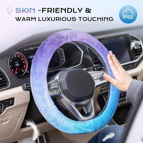 Coverado Steering Wheel Cover, Stylish PU Leather Car Steering Wheel Protector, 15 Inch Universal Fit for Most Car SUV Truck, Blue in Kuwait
