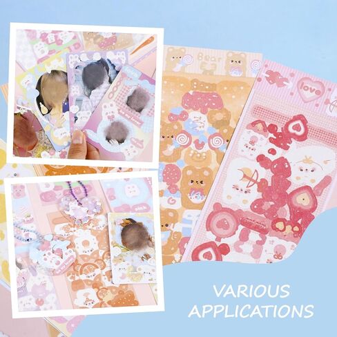 60Sheets Cute Animal Korean Deco Stickers, DIY Colorful Glitter Self Adhesive Stickers, Kpop Potocard Korean Stickers, Cute Deco Stickers for Scrapbook Card DIY Decor Craft Kids (AnimalCarnival) in Saudi Arabia