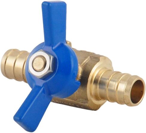 LD- 3/4" PEX Brass Ball Valve, 3/4-in Pex LF Brass Shut off Ball Valve with Red & Blue T (Butterfly) Handle, PEX Barb Water Valve with cUPC Certified for Cold and Hot water (2-Pack) in Saudi Arabia