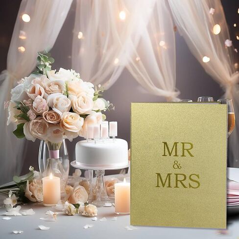 بطاقة زفاف كبيرة ، بطاقة تحية MR و MRS ، بطاقات دش الزفاف الذهبية السوداء تهنئة بطاقات المشاركة ، دش الزفاف ضيف كتاب لزخارف الحفلات in Kuwait