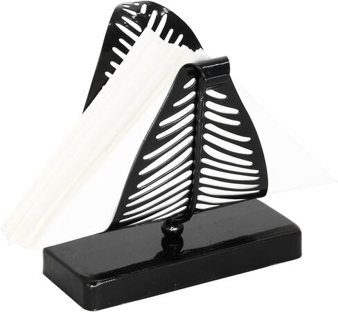 OwlGift Freestanding Modern Napkin Holder with Leaf Design, Tabletop Tissue Dispenser, Napkin Storage Organizer – Black in Kuwait