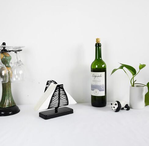 OwlGift Freestanding Modern Napkin Holder with Leaf Design, Tabletop Tissue Dispenser, Napkin Storage Organizer – Black in Kuwait