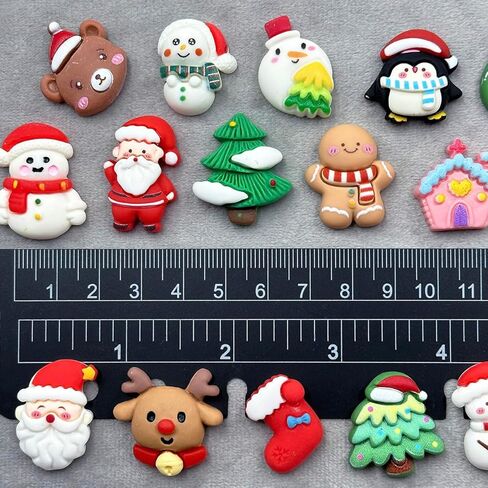 LOPURO Christmas Resin Flatback Charms, 36Pcs Christmas Assorted Craft Resin Ornaments Miniature Ornaments Santa Snowman Tree Bell Slime Supplies for DIY Scrapbooking Jewelry Cell Phone Case in Saudi Arabia