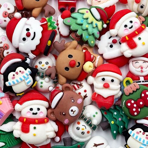 LOPURO Christmas Resin Flatback Charms, 36Pcs Christmas Assorted Craft Resin Ornaments Miniature Ornaments Santa Snowman Tree Bell Slime Supplies for DIY Scrapbooking Jewelry Cell Phone Case in Saudi Arabia