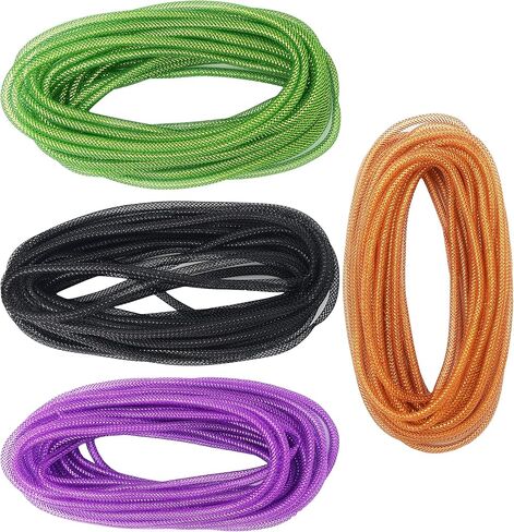 Set of 8 Decorative Mesh Tubing Bundles - Halloween Colors - Purple, Green, Orange, Black - for Making Wreaths, Decor, Gift-Wrapping, and More! - 36 ft. Each (8) in Saudi Arabia