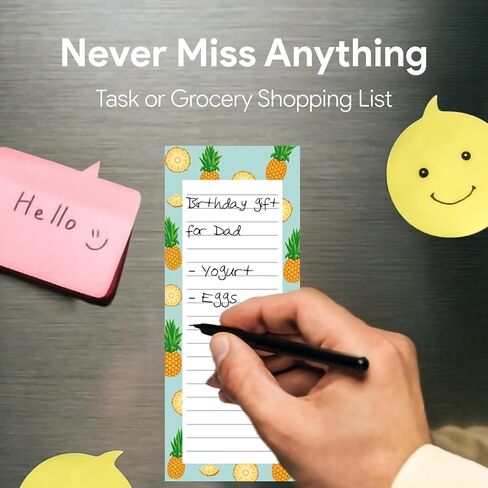 8 Magnetic Notepads – Notepads for Grocery List, Shopping List, To-Do List, Reminders -Strong Magnetic Back- Memo Notepad with Floral Designs | 25 Sheets per Pad 7.5 x 3.5 inch (8 Pack) in Kuwait