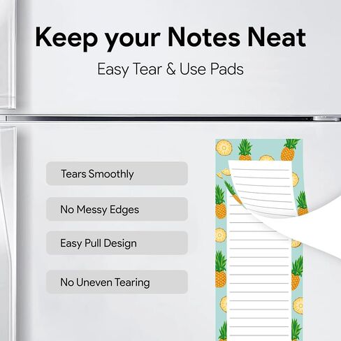 8 Magnetic Notepads – Notepads for Grocery List, Shopping List, To-Do List, Reminders -Strong Magnetic Back- Memo Notepad with Floral Designs | 25 Sheets per Pad 7.5 x 3.5 inch (8 Pack) in Kuwait