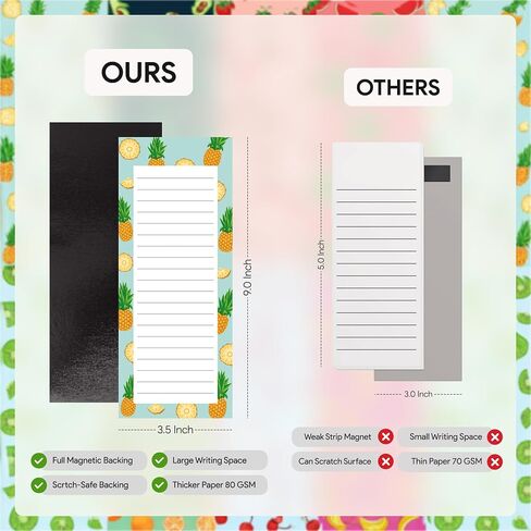 8 Magnetic Notepads – Notepads for Grocery List, Shopping List, To-Do List, Reminders -Strong Magnetic Back- Memo Notepad with Floral Designs | 25 Sheets per Pad 7.5 x 3.5 inch (8 Pack) in Kuwait