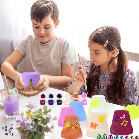 6 أجهزة كمبيوتر مثال عيد الهالوين الأواني النضرة لطلاءات الطلاء-5 ألوان السيراميك غير الملحوظة لطلاء طقم الحرف الطلاء الخاص بك من الطين السيراميك الأواني ديي هالوين للأطفال in Kuwait